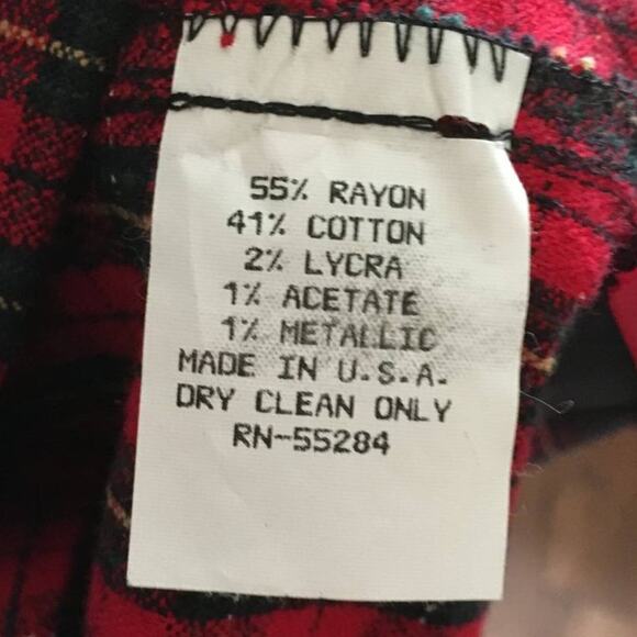 VTG DAVID BROOKS Ribcage Rise Holiday Plaid Stirrup Pants in Red  80s 90s  SZ 12 - Picture 8 of 10